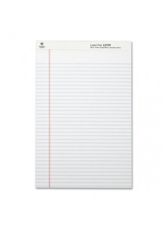 Business Source Legal-ruled Writing Pads, Legal size, 8.5" x 14", 50 sheets, White Paper, Dozen, 